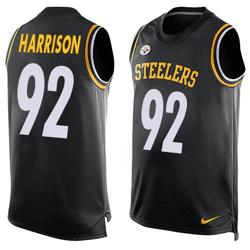 Nike Steelers #92 James Harrison Black Team Color Men's Stitched NFL Limited Tank Top Jersey - Click Image to Close